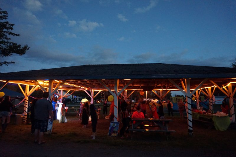 An evening gathering at the pavilion